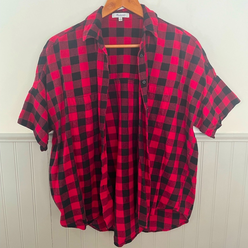 Madewell short sleeve button up flannel